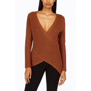 ASTR Women's brown faux wrap long sleeve sweater size xs casual boho